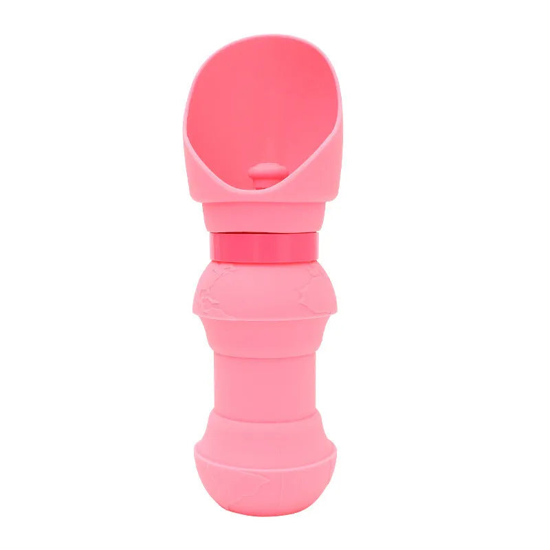 Collapsible silicone pet water cup showing folded and expanded states with 550ml capacity measurement