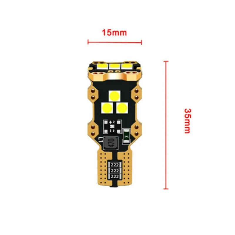 T15 automotive reverse light bulb with white 6000K colour temperature and PVC housing for 12V car systems