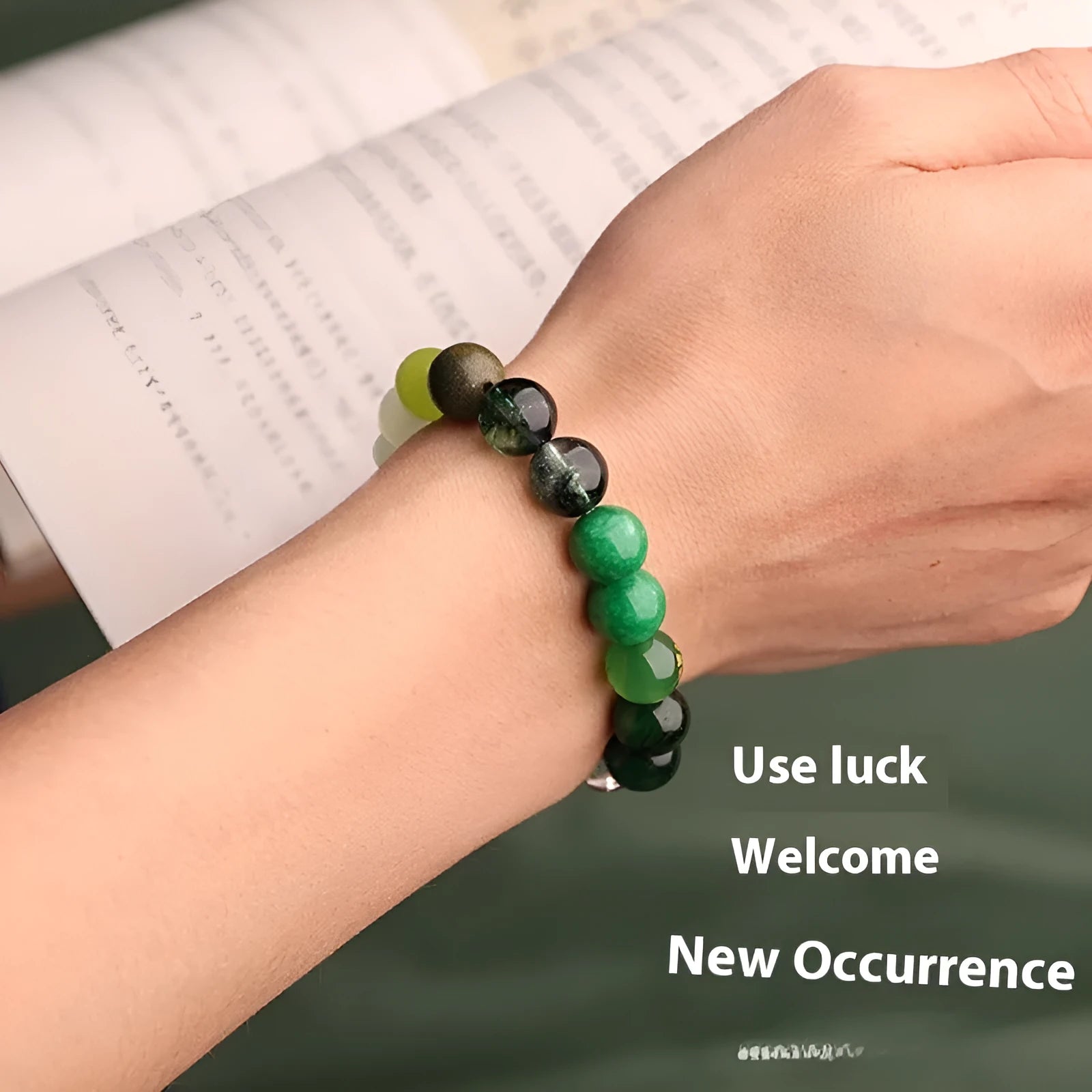 Polished natural agate bead bracelet with symbolic charm in five element colours.