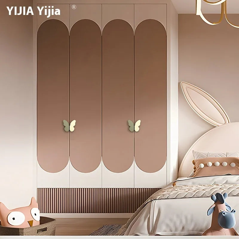 Butterfly-shaped cabinet door handle for children's rooms in multiple colour options