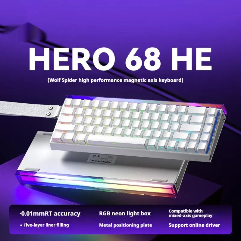 Magnetic axis keyboard with RGB lighting showing side-engraved design and gradient colour options