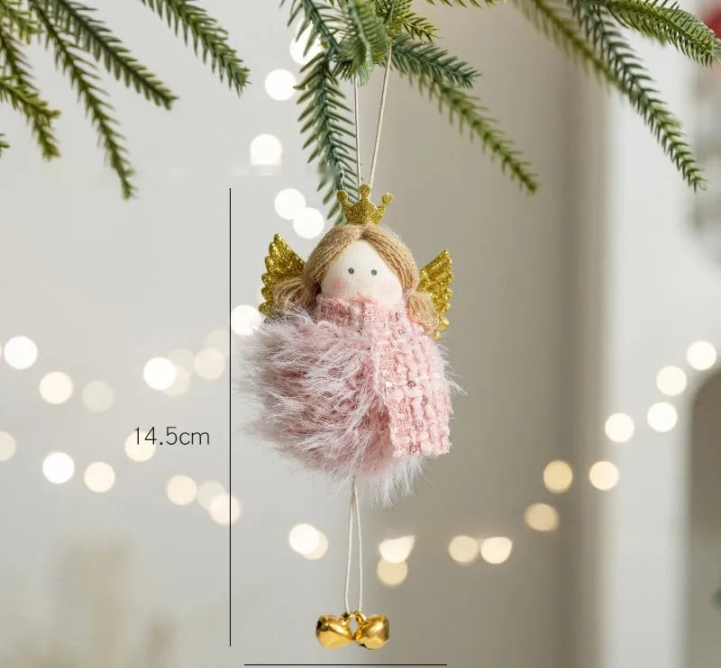 Pink plush snowman doll Christmas pendant with cloth material and modern art styling