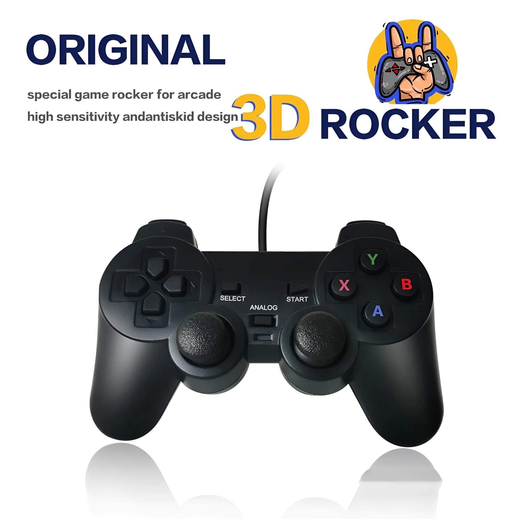 Super ConsoleX wired USB game controller with SNES-style button layout and USB cable