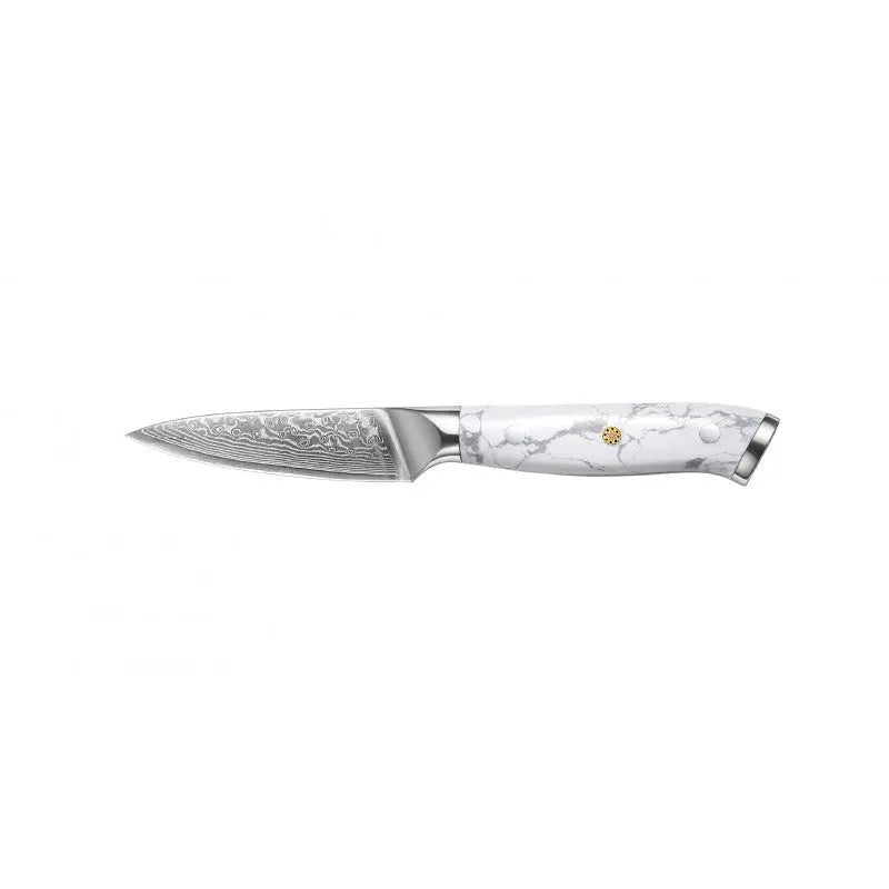 Damascus Special Household Combined Chef's Knife with 21cm VG10 steel blade and 11cm handle on a cutting board