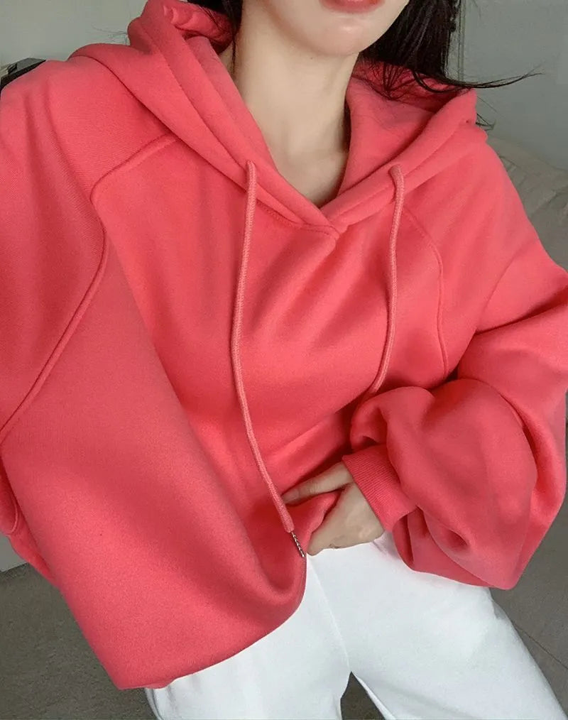 Women's mulberry silk hooded sweater in watermelon red, sleeveless design with hood, loose fit
