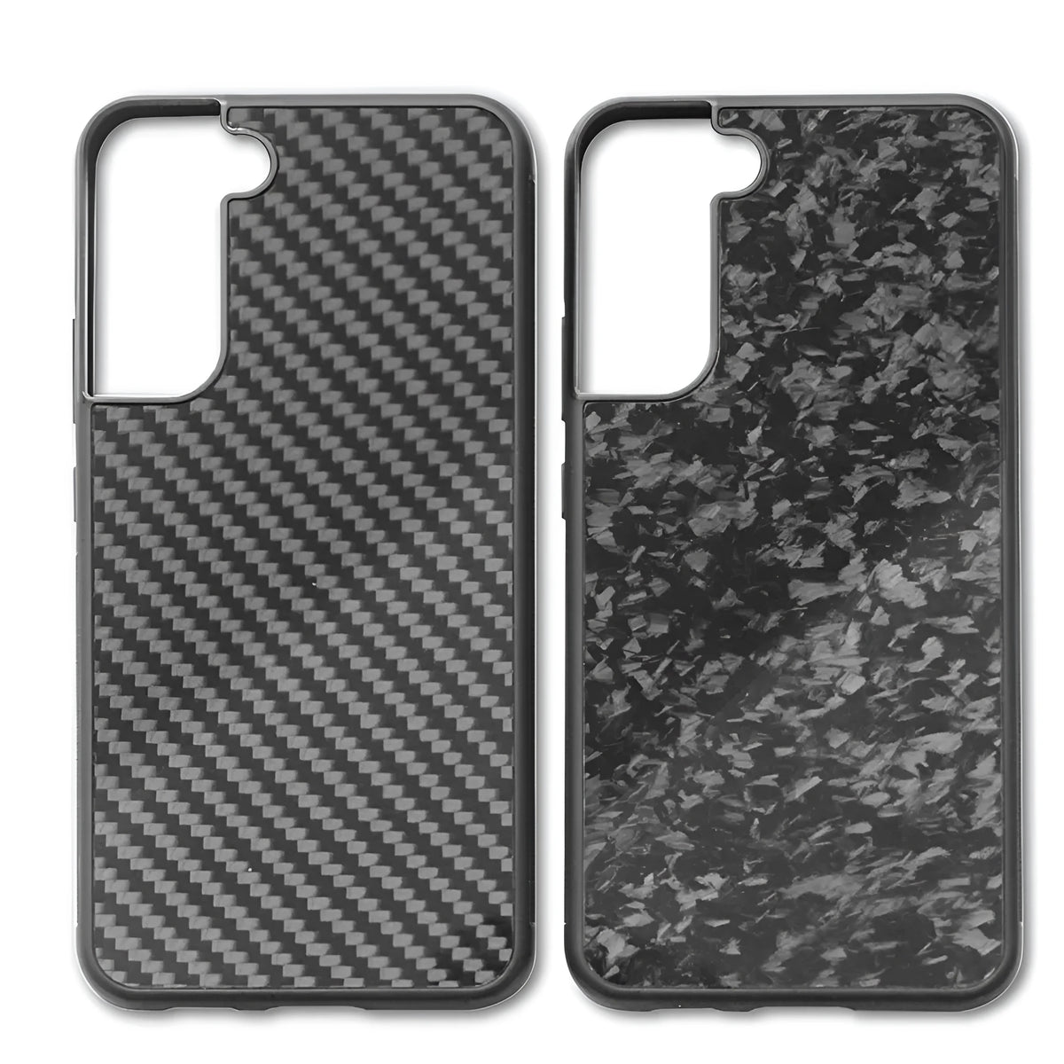 Forged carbon fibre silicone phone case for Samsung Galaxy S21 S22 S23 with 3K Twill or Forged Grain pattern