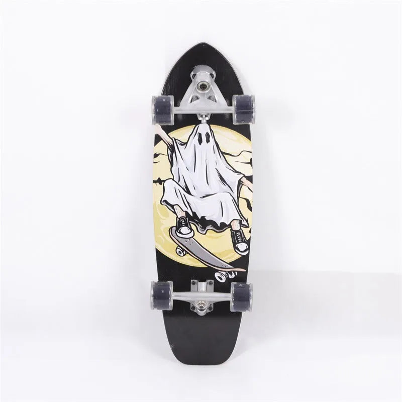 White wooden street scooter with 31-inch maple deck for urban riding