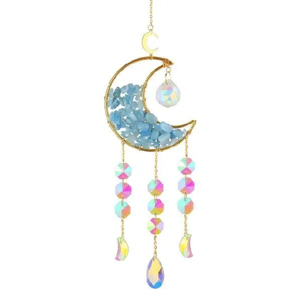 K9 crystal car pendant with 420mm length and 100mm moon shape in five colour options