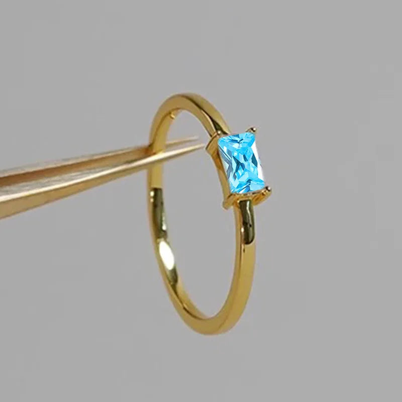 Sapphire blue zircon geometric bracelet ring with oval and love heart designs on copper base