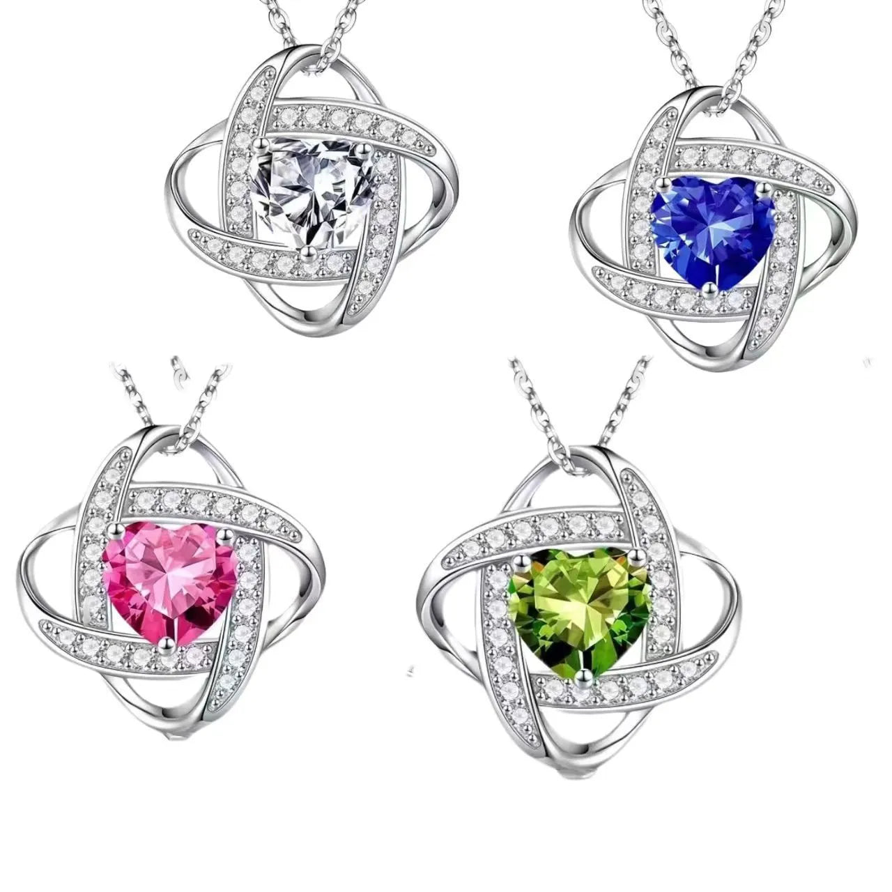 Electroplated copper heart shape necklace with 45cm chain in platinum colour options