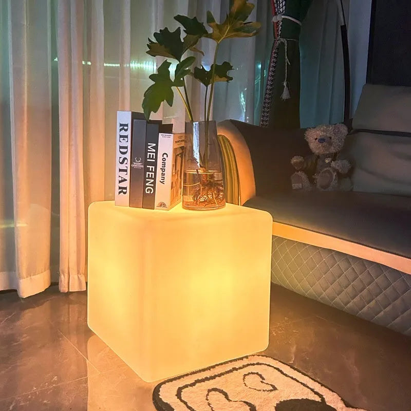 Square LED cube light in outdoor setting with IP65 waterproof rating and modern design