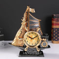 Fashion bedroom clock in gold or silver finish showing 22.6cm width and compact design