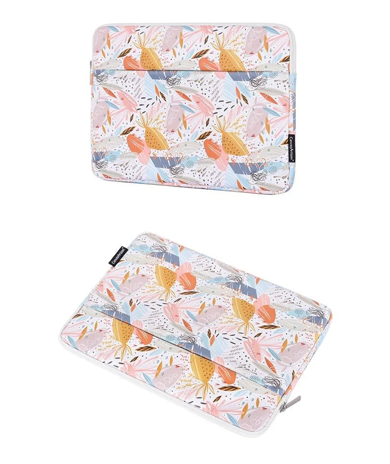 White waterproof PU leather laptop sleeve for 14-inch computers with simple design