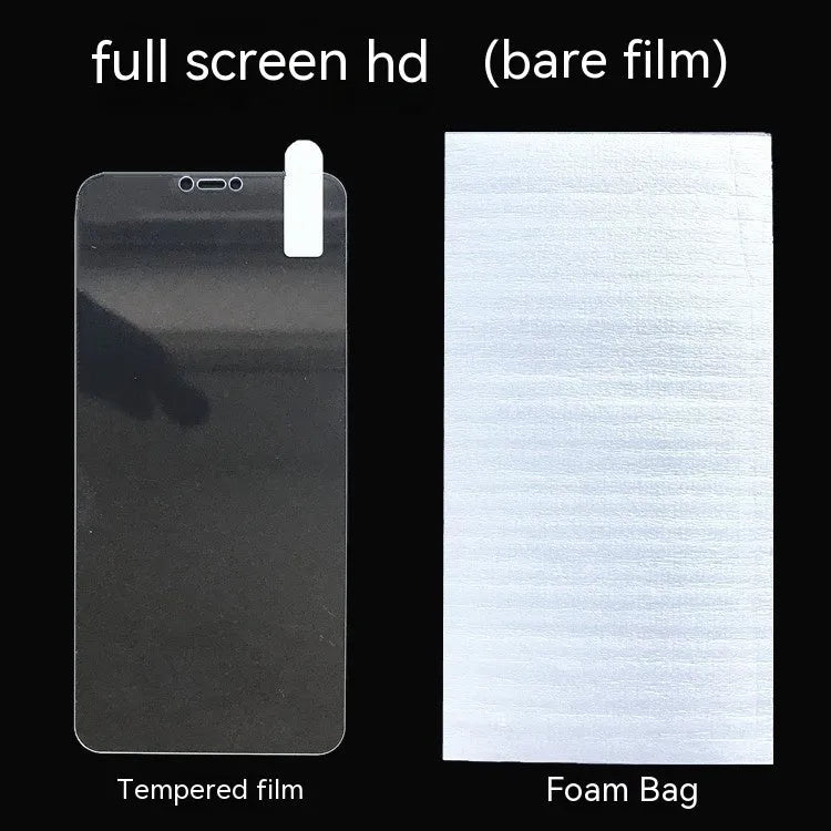 Tempered glass screen protector for Samsung mobile phones showing HD clarity and full-screen coverage.