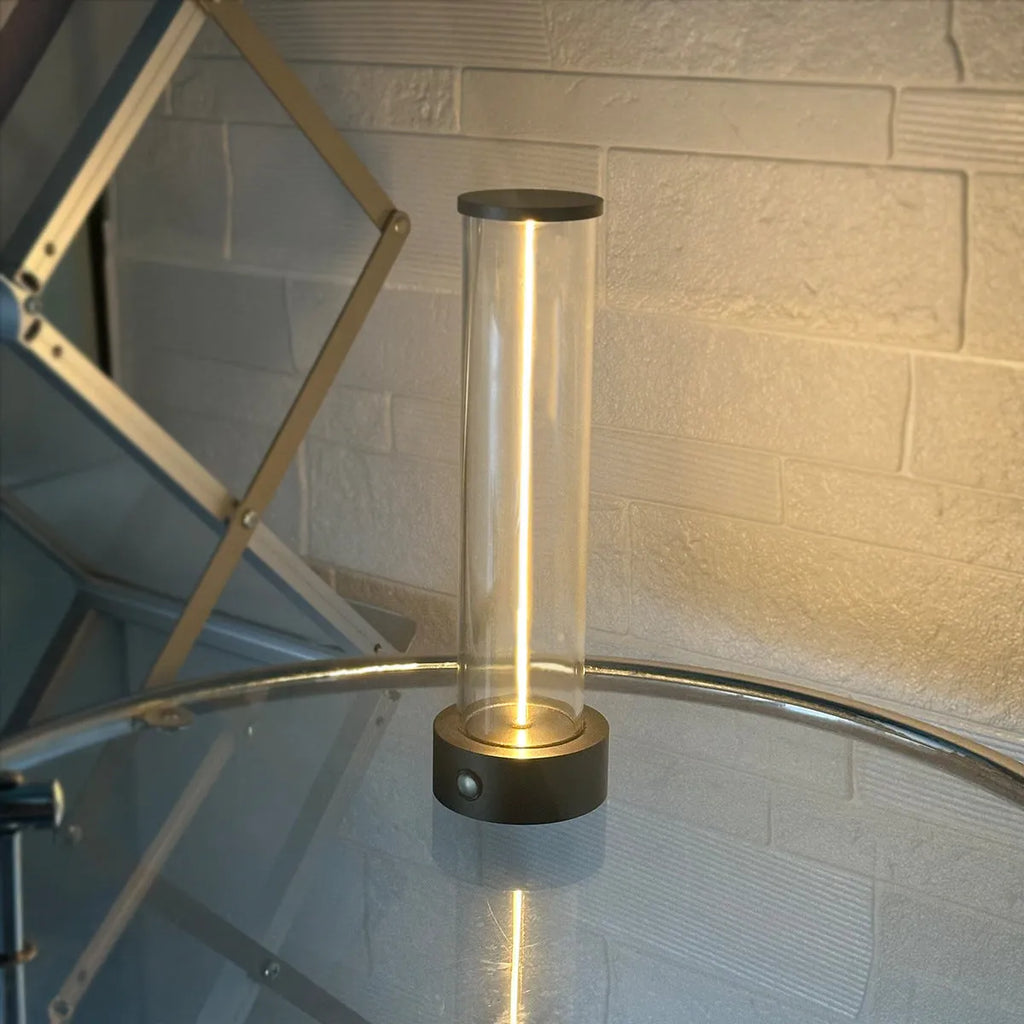 LED line glass magnetic suction light strip with USB charging cable, showing 53×234mm dimensions