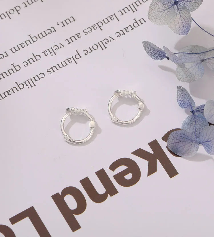 S925 silver fishbone ear studs, small electroplated silver women's earrings with fish bone ear clasp
