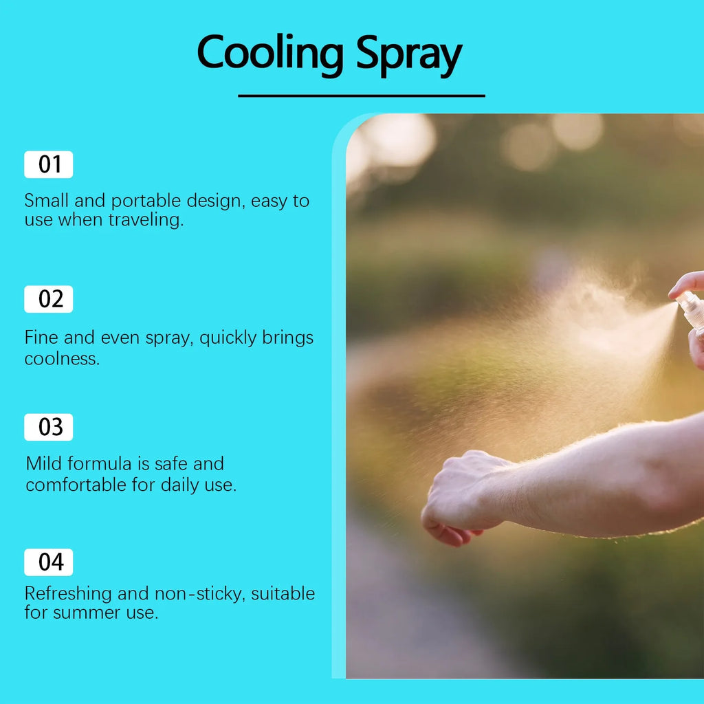 50 ml portable cooling body spray bottle with mint extract for summer outdoor use