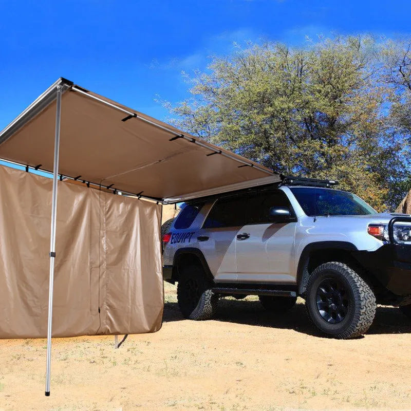 Black glue rainproof camping tent with aluminium alloy frame and Oxford cloth base, set up in outdoor environment