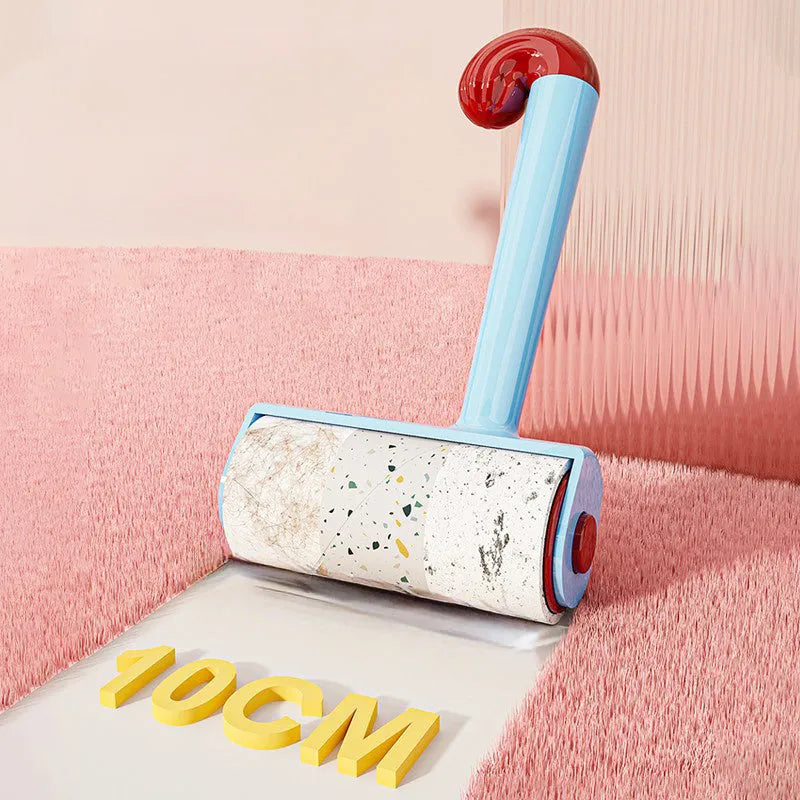 Pet hair remover with replaceable sticky paper in blue, red, or yellow for clothing and home use