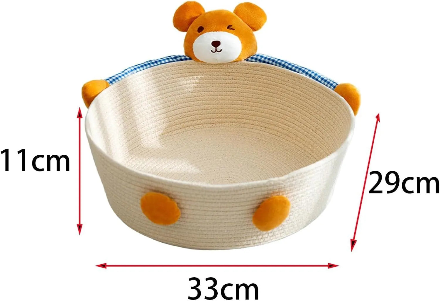 Woven cotton rope cat bed with integrated scratching board in basket design, available in three sizes