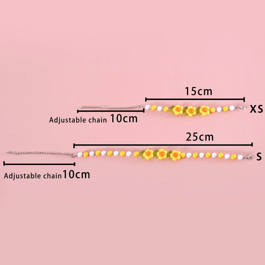 Colourful plastic bead pet necklace adjustable from 15cm to 35cm for cats and small dogs