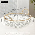 Nordic-style iron wire woven storage basket with open binaural weave design.