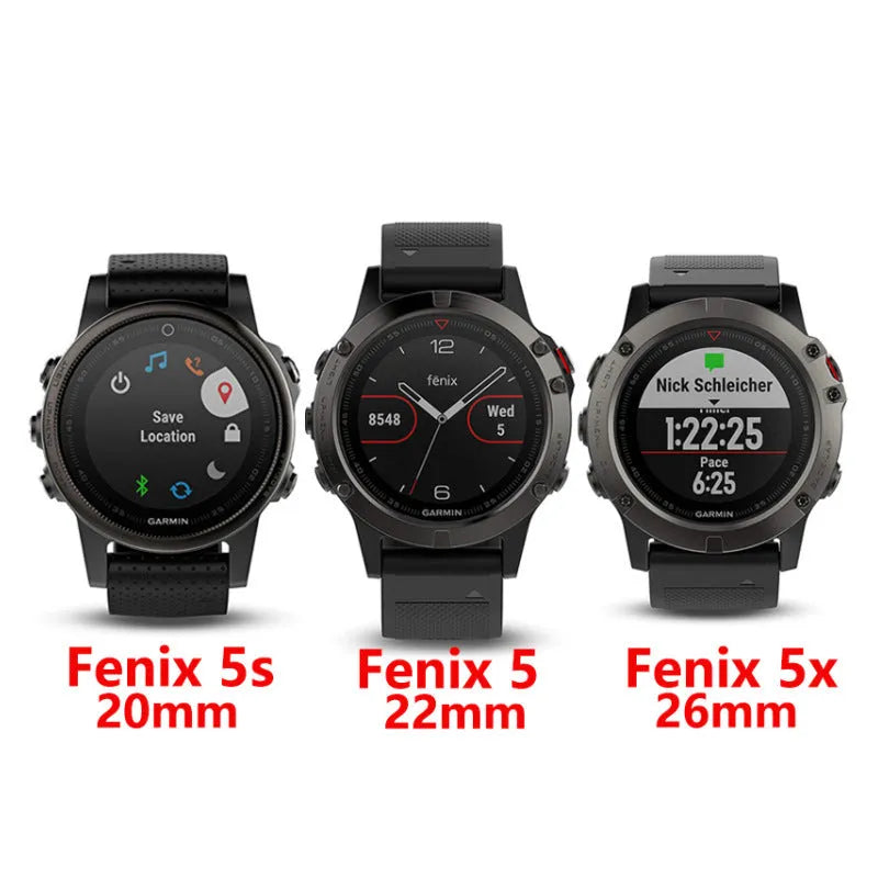 Stainless steel watch band for Garmin Fenix 3 and Fenix 5X in silver colour with straight buckle