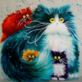 Scared or Surprised cat design paint by numbers kit with acrylic paints, brushes, and canvas