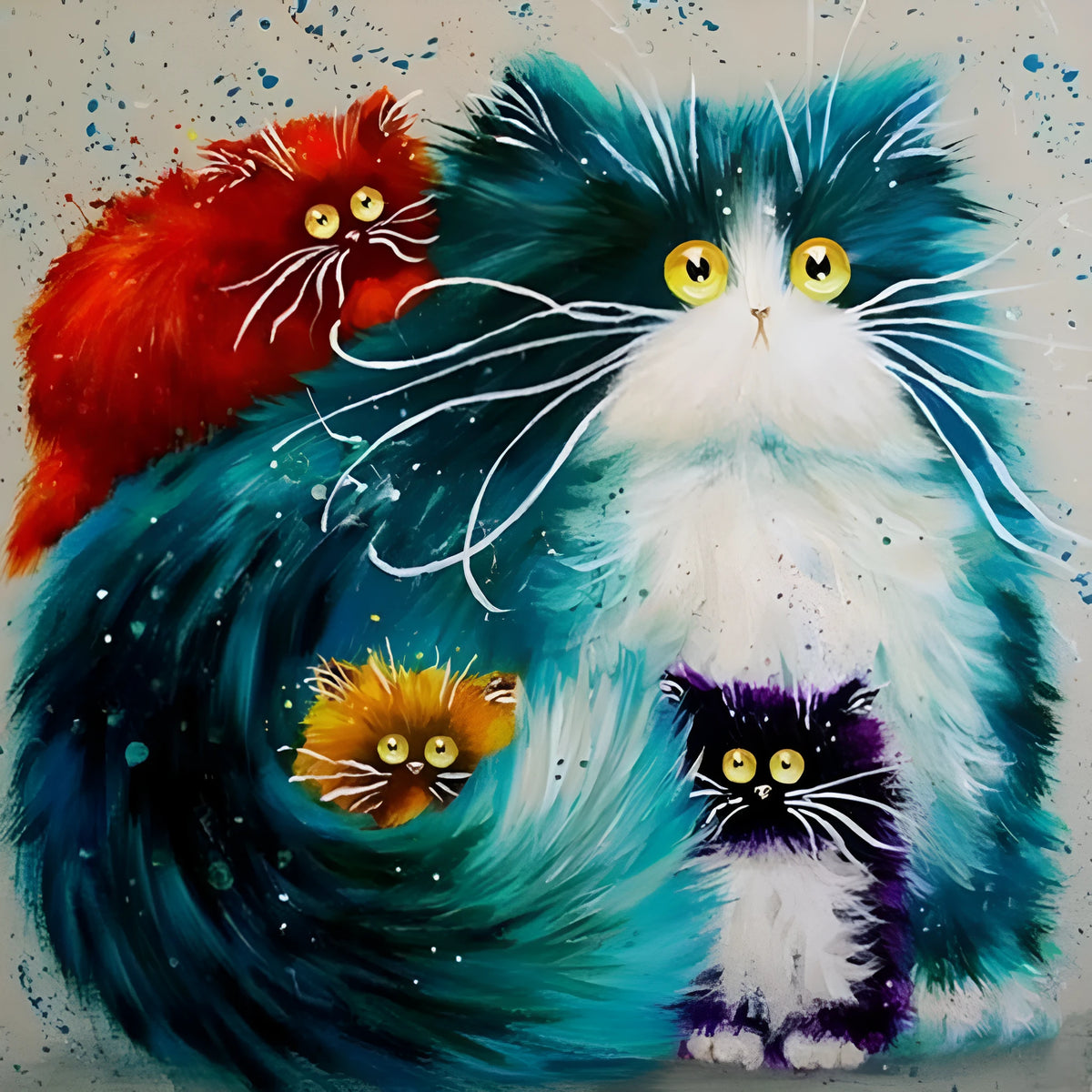 Scared or Surprised cat design paint by numbers kit with acrylic paints, brushes, and canvas