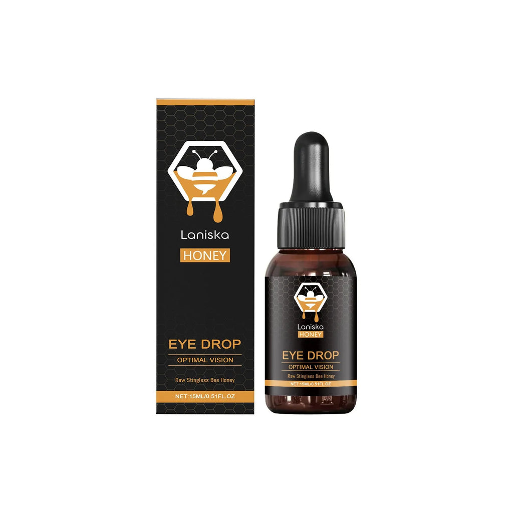 15ml bottle of eye drops with honey and sodium hyaluronate for relieving eye fatigue