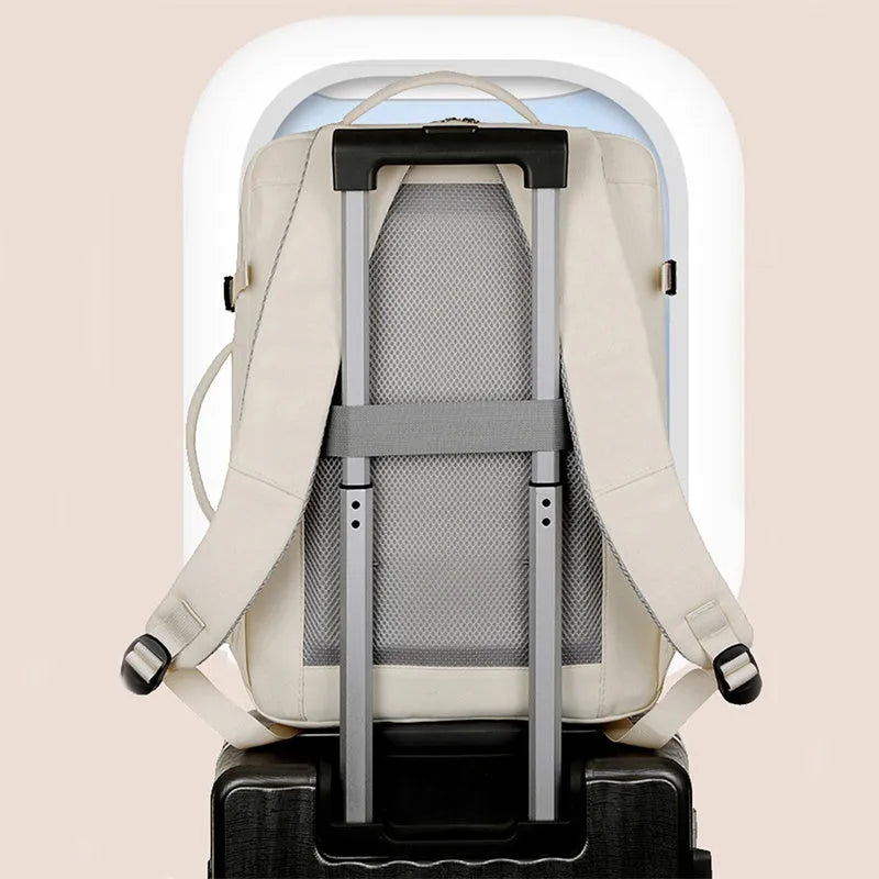 Large capacity backpack showing multiple pockets and zippers, designed for 15.6-inch computers and business travel