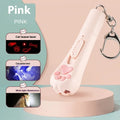 Rechargeable cat toy with 15cm feather wand and LED light in cream white colour