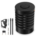 Portable black and black orange bicycle folding lock with a modern design shown open and folded.