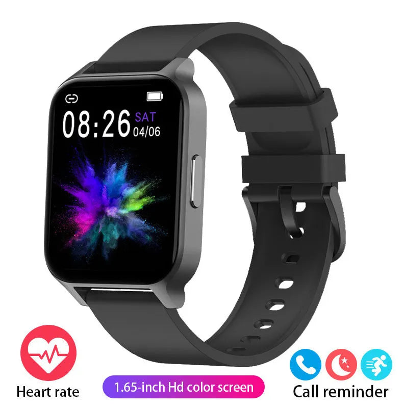 Smart health watch with colour screen showing heart rate and blood pressure readings on wrist