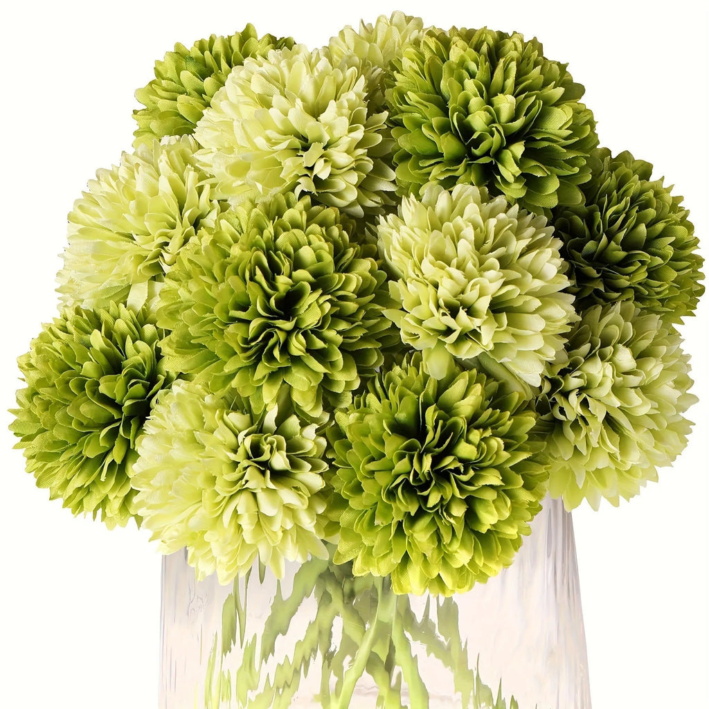 Green artificial silk flower desktop decoration measuring 20x6x5cm with dark and light green tones
