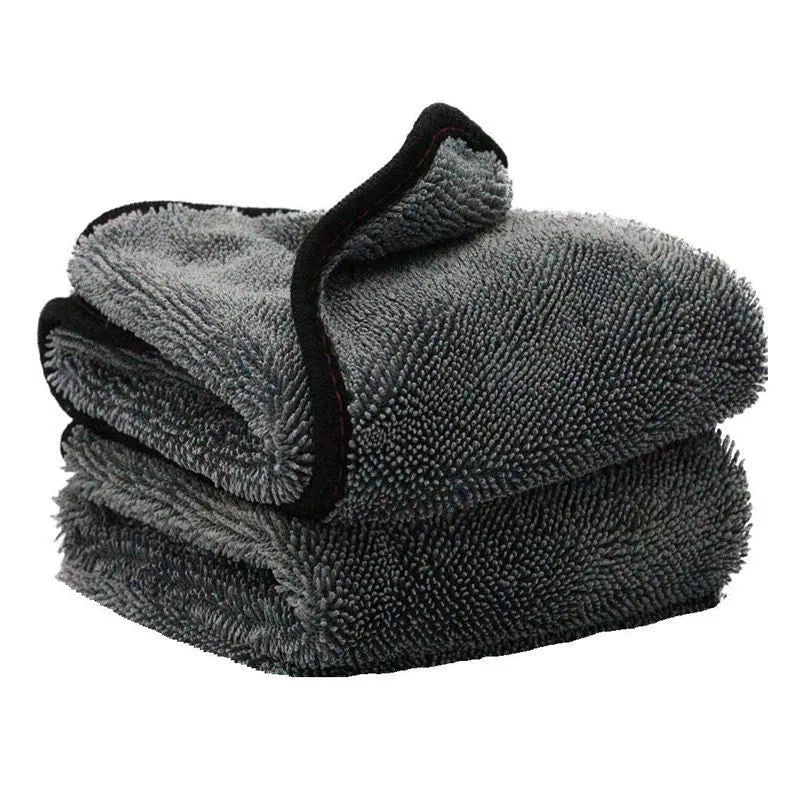 Grey square microfiber car wash towel measuring 40 by 40 centimetres