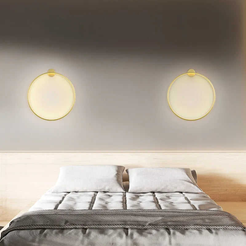 Ring wall lamp with acrylic shade and iron body, 30cm or 50cm diameter, black or gold, 220V LED