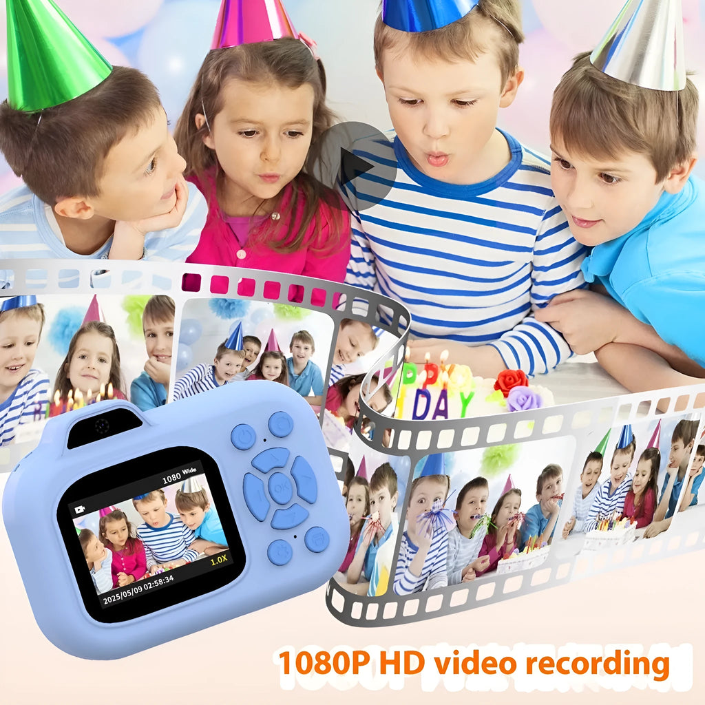 Children's plastic digital camera toy in pink, blue or purple with photography, video and game functions