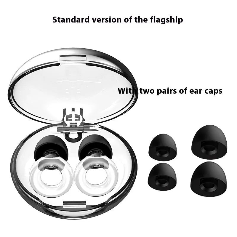Soft silicone noise reduction earplugs in five colours with storage box and spare ear caps