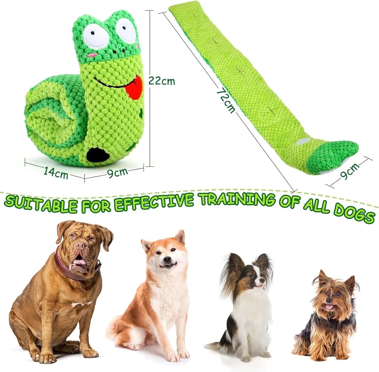 Interactive dog puzzle toy in snail shape with squeakers and foraging holes for mental stimulation