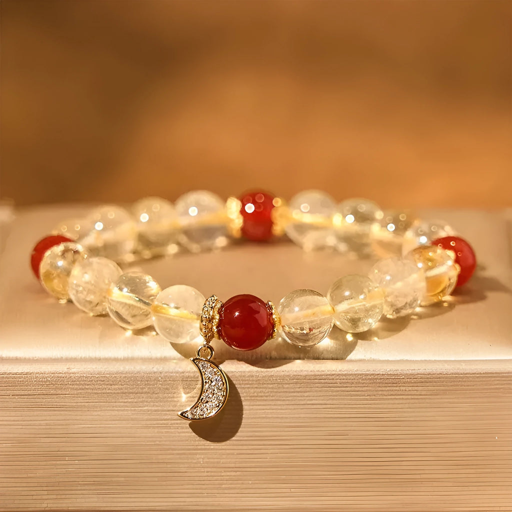 Citrine red agate crystal bracelet with manual craftsmanship for women's jewellery