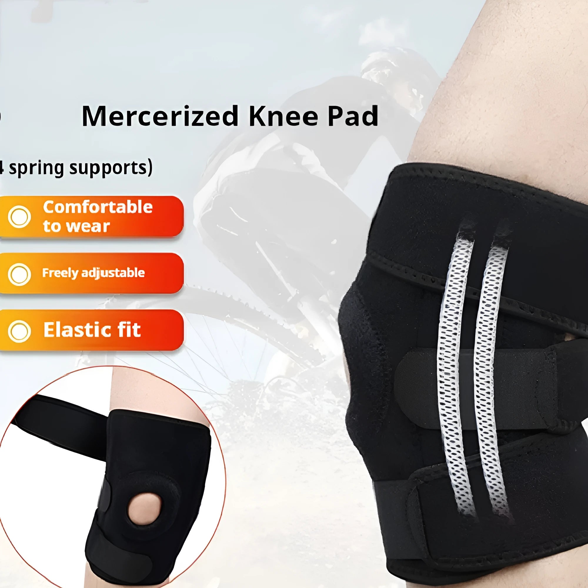 Spring support knee pad made from nylon mercerised cloth for sports like running and basketball