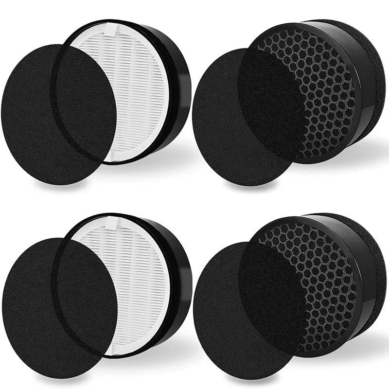Levoit LV-H132 replacement air purifier filter set with filter screen and cotton, dimensions 19cm by 19cm by 6.3cm