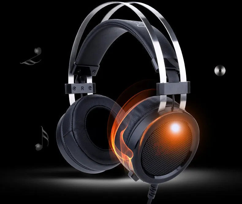 Black computer gaming headset with 2-metre cable and 3.5mm audio interface