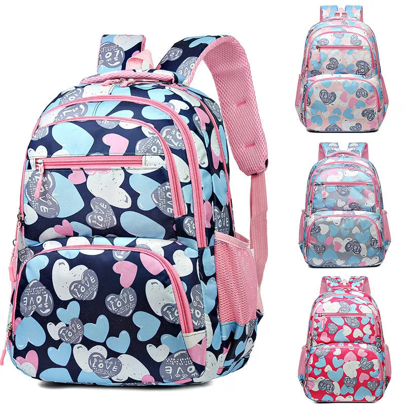 Student backpack with air pillow shoulder straps showing blue colour option and main compartment open