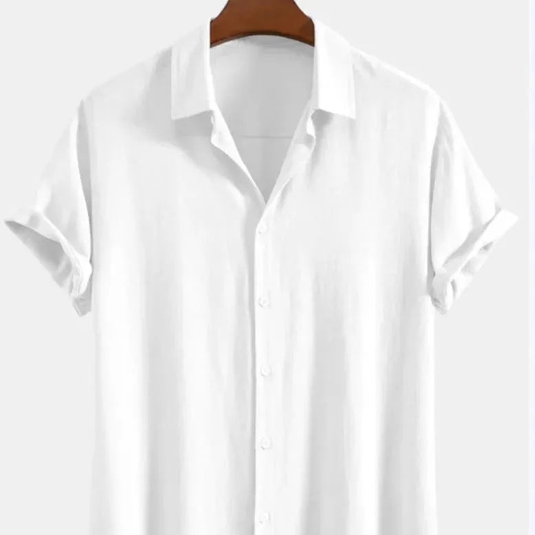 Men's loose-fit cardigan in polyester fibre, short sleeves, available in black, green, white, sizes S to 6XL