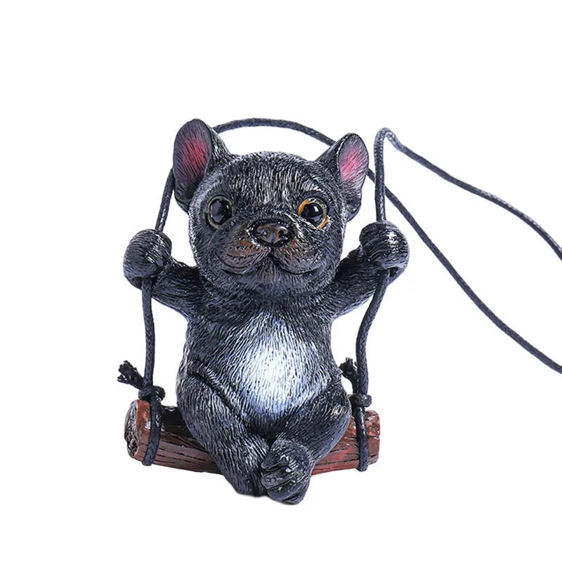 Resin bulldog car pendant ornament hanging from rearview mirror in various colour options