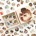 200-piece Japanese washi paper sticker box set with seven design themes for diary decoration