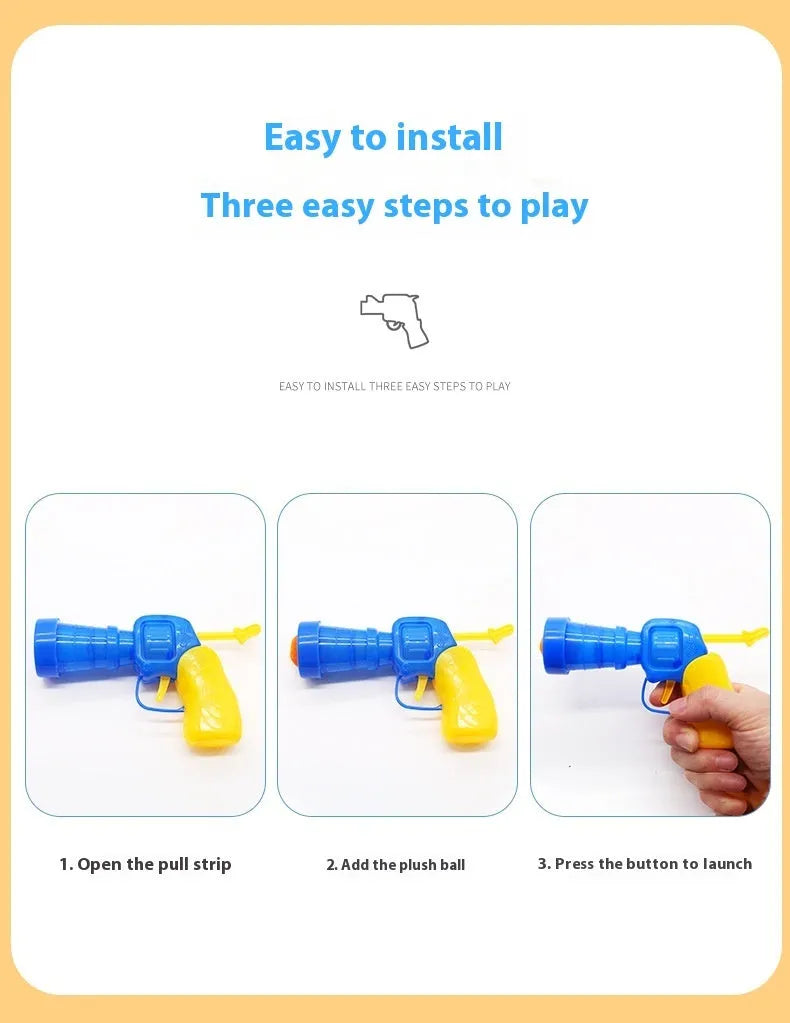 Plush ball toy gun for pets with yarn balls, 30cm launch gun with shooting mechanism