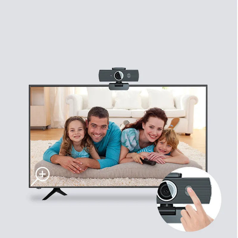 Black network computer camera with 8-megapixel sensor, USB 2.0 cable, and magnetic privacy cover for 3840*2160P video